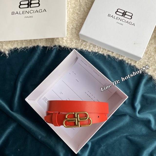 Balenciaga女士皮帶 巴黎世家BB經典logo扣腰帶 巴黎世家小牛皮皮帶  jjp1129